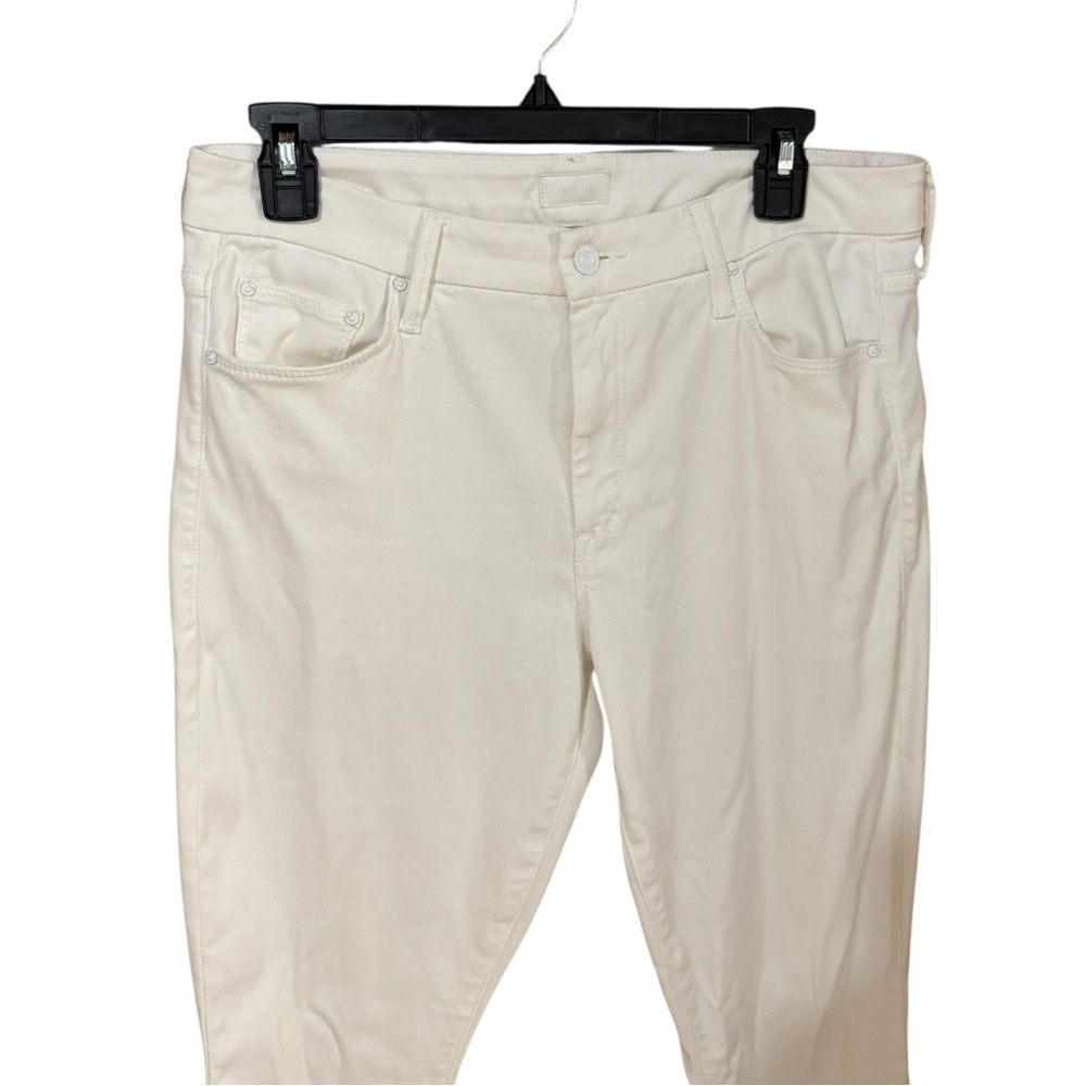 MOTHER The Looker Crop White Straight Leg Ankle Crop Jeans Glass Slipper White - Picture 10 of 15